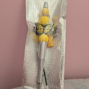 Silver and Yellow Butterfly Pen